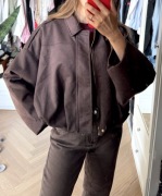 Kurtka bomberka zamszowa bomber balonowa zamsz Zara stradivarius brązowa