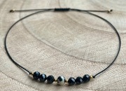 Bransoletka na sznurku kamień naturalny Jaspis Dalmatyński Turmalin