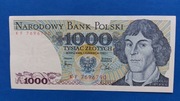 Banknot 1000 zł z 1982r. Seria KF.