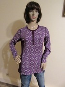 Kari Traa damska bluzka fioletowa w norweski wzór 100% wełna merino_ L