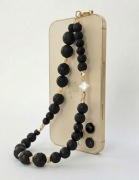 Biżuteryjna smycz do telefonu z lawy wulkanicznej i hematytu, Mattè Prism