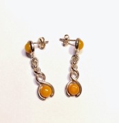 Kolczyki srebrne pr. 925 damskie z kamieniem naturalnym bursztyn