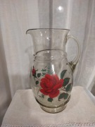 Szklany dzbanek na zimne napoje, przyciemniane szkło- PRL