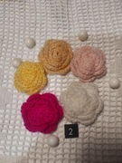 Kwiatki RÓŻA ,zestaw(2) 5szt włóczka PROMOCJA