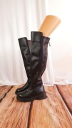 Kozaki damskie wysokie platforma czarne eko skóra 37 słupek