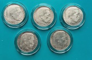 5 srebrnych monet 2 Reichsmark z lat 1937–1938