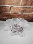 Szklana misa dekoracyjna – kwiatowy wzór, opalizująca