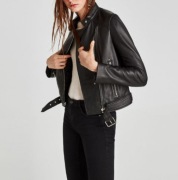 Kurtka Zara L XL ramoneska skóra naturalna skórzana 