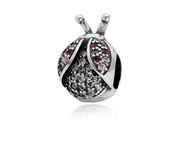 Koralik charms Biedronka Różowe cyrkonie Srebro 925 Bransoletki modułowe