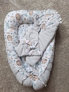 KOKON I ROŻEK NIEMOWLĘCY OTULACZ CYMINKA, szary 100% bawełna