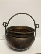 garnek miedziany mosiądz przedwojenny stary szyty