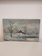 Pejzaż zimowy obraz malowany 