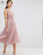 ASOS SUKIENKA MIDI BOGATO ZDOBIONA CEKINY KORALIKI