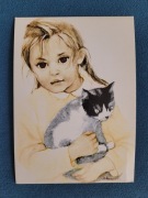 Muszyńska Zamorska pocztówka dziewczynka z kotkiem 