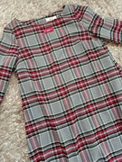 Szaro-czerwona sukienka tunika w kratę a&a collection