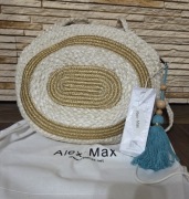 Piękna torebka letnia koszyk boho handmade jasny beż złoty