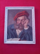 Stary obraz na płótnie sygnowany portret 