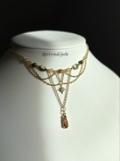 Naszyjnik z tygrysim okiem i cytrynem, biżuteria, rękodzieło