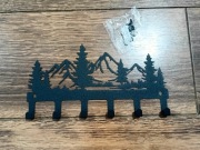 Śliczny nowy czarny wieszak na klucze z motywem gór na 6 haczyków