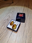 BURSZTYN BAŁTYCKI KOLCZYKI BIGLE STAL SZLACHETNA