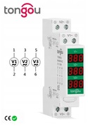 Woltomierz do montażu na szynie DIN 3-fazy TONGOU