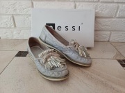 Srebrne Mokasyny ze skóry Nessi, rozm. 37