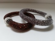 Bransoletki kryształy w siatce brązowa i srebrna