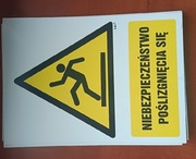 Tabliczka PCV Niebezpieczeństwo poślizgnięcia się - Znak BHP 15x20 cm