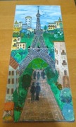 Wieża Eiffla . Ręczne wykonanie . Płótno 20x50