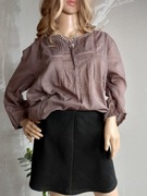 brązowa bluzka damska z 3/4 rękawem bawełniana ozdobny dekolt 3XL