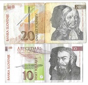Słowenia, zestaw 2 banknotów 10 i 20 tolarów 1992