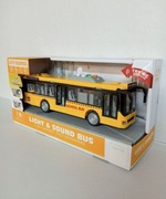 Żółty autobus z dźwiekiem i światlami,otwierane drzwi