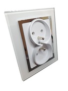 Gniazdo szklane MAGIC podwójne z uziemieniem Biały chrom Timex-elektro