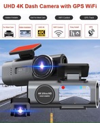 Dashcam Mini 4K UHD GPS Wifi Kamera Rejestrator 24H Parking