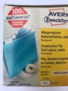 Etyk Avery 50x12 (220) do teczki zawieszkowych biała S0722460