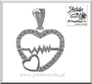 Srebrna zawieszka linia życia w serduszku serce