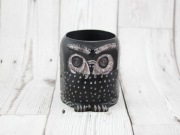 świecznik na tealight świeczkę czarna SOWA ptak hand made goth gotycki ptak