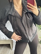 Futrzana kurtka Zara M czarna krótka vintage retro kołnierz y2k