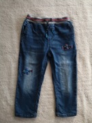 Ocieplane spodnie jeansowe jeansy na gumie w samoloty samolot 110