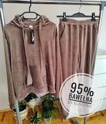 Nowy damski komplet dresowy welurowy rozmiar L/XL cappuccino brąz jesień 