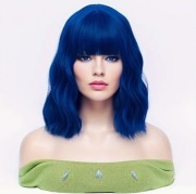 Peruka niebieska Bob grzywka fale Halloween