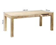 Stół naturalny drewno mango z szufladami 140x70 cm