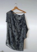 Szara asymetryczna tunika Monki oversize we wzory czarno-białe boho 34 XS