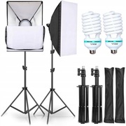 2x Lampa Softbox 50x70 Zestaw Studio 135W Statyw
