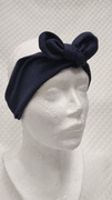 Opaska do włosów Nitchi wiązana z gumką Granatowa len Pin-up 