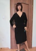 RALPH LAUREN czarna sukienka kopertowa z klamrą NOWA _ L/XL