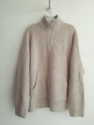 Sweter męski ZARA L Nowy Beżowy Półgolf 