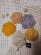 Kwiatki RÓŻA ,zestaw(4) 5szt włóczka PROMOCJA