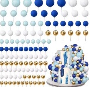 Kule na tort urodzinowy 10 szt. - niebieski , złoto , biały , błękitny