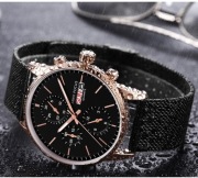 Zegarek MINI FOCUS czarny, stalowa bransoleta, elegancki styl